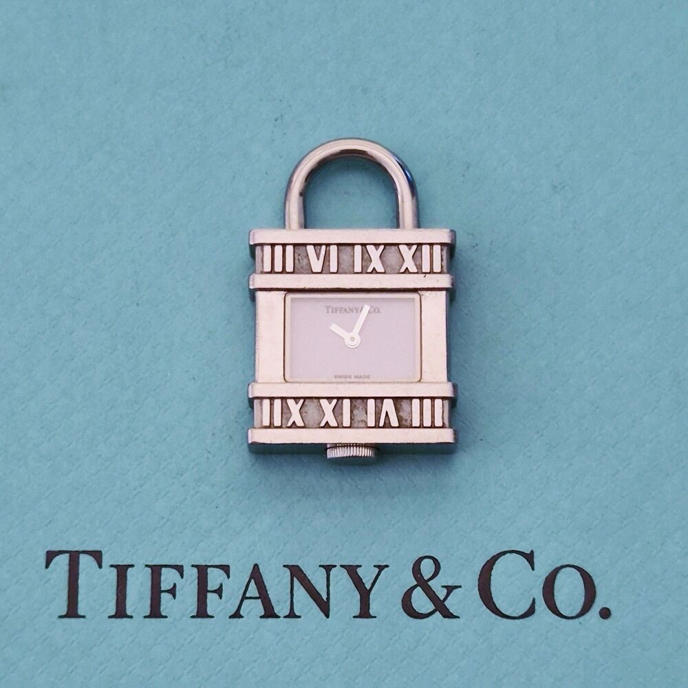 Tiffany & Co. Atlas Roman Numerals Padlock Stainless Steel Charm Pendant Watch
